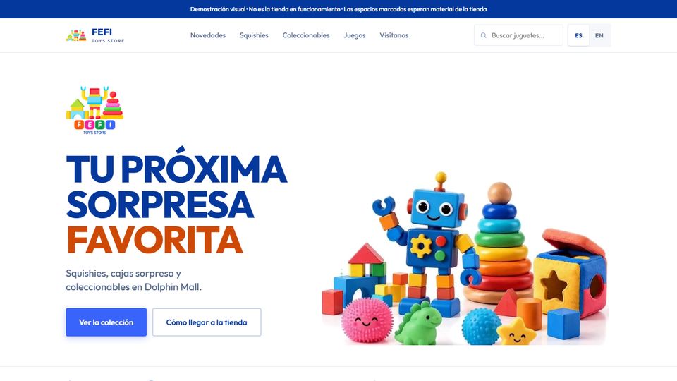 Página web de FEFI Toys Store